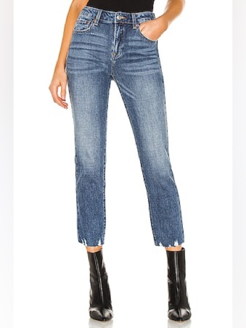 PISTOLA Monroe Cropped Slim Cigarette Jeans 25 Mystique Wash High Rise Raw Hem